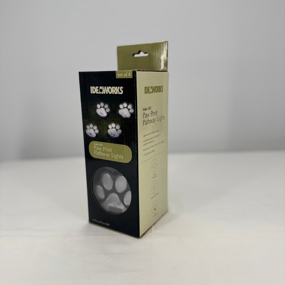 Ideaworks Solar LED Paw Print Pathway Lights Set of 4 Black JB9506‎ Garden Decor - Picture 11 of 11